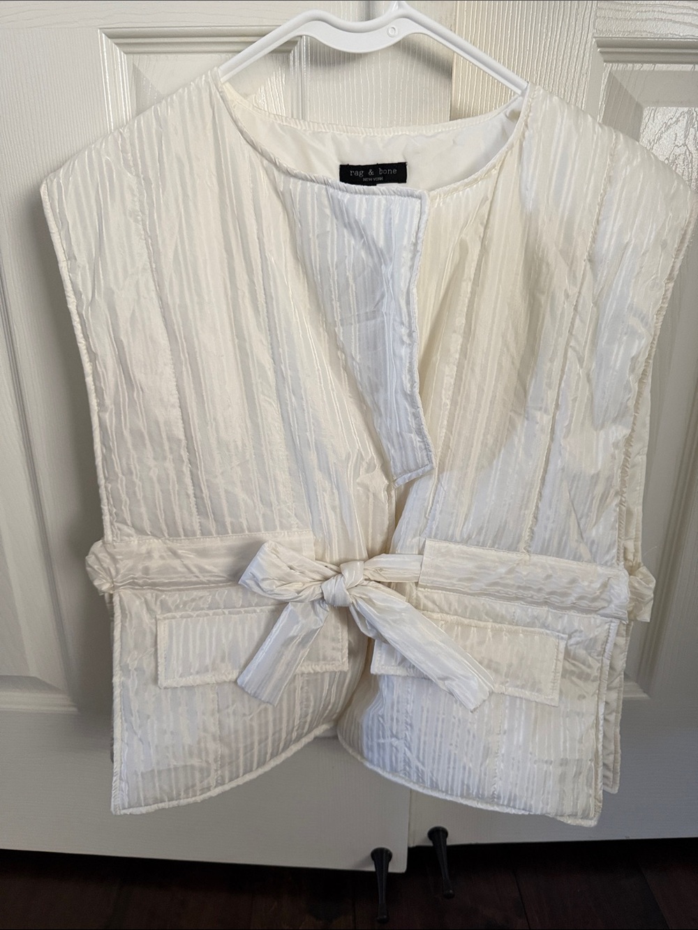 rag & bone Ivory puff Tie-Belt Vest
